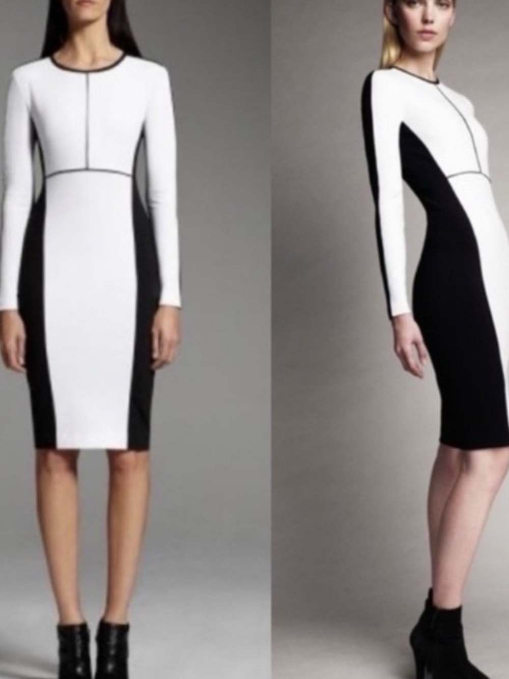 Narciso Rodriguez Size L DesigNation Black White Colorblock Sheath Dress Zip NWT